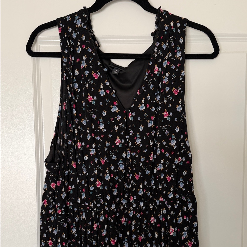 Torrid Sleeveless Black Floral Maxi Dress with Pink Accents - Picture 2 of 7